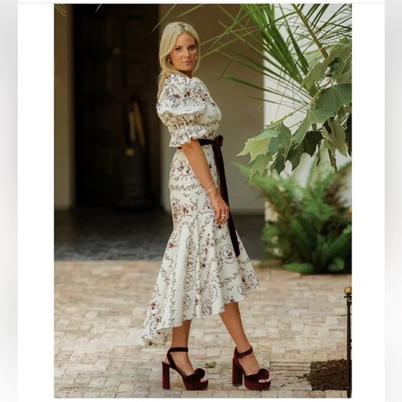 ANTONIO MELANI x NICOLA BATHIE EMILIA FLORAL PRINT DROP WAIST DRESS. - Picture 3 of 14